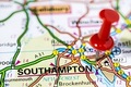 Southampton pinpointed on a map
